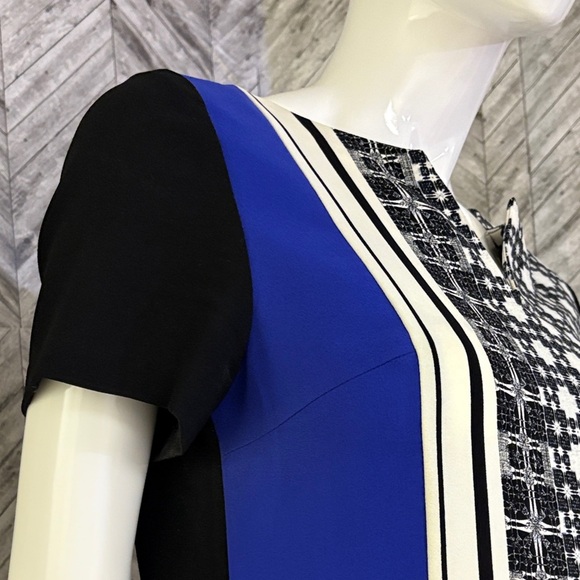 Ivanka Trump Black, white Blue Geometric mini dress, v-neck tunic size 6 - Picture 5 of 9